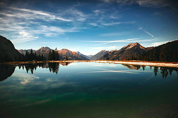 Lake Clouds Mountains Forest Landscape Scenic Reflection, lake, clouds, mountains, forest, landscape, reflection HD wallpaper