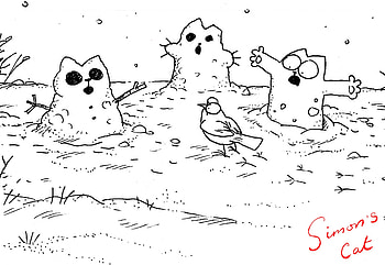 Cartoon, Snowman, Simon's Cat, Miscellanea, Miscellaneous, Disguise, Camouflage, Simon's Cat HD wallpaper