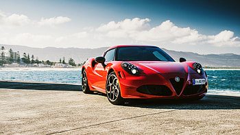 Alfa Romeo, Cars, Au-Spec, 4C, Red Side View HD wallpaper
