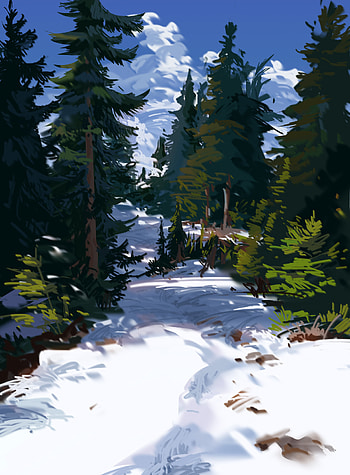 Trees, Art, Snow, Fir, Spruce, Path HD phone wallpaper