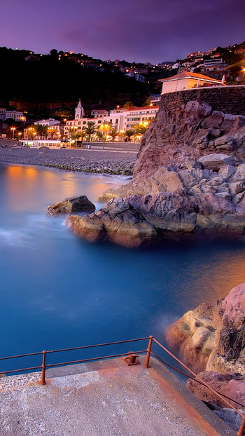 Madeira travels, Ponta do Sol, Cityscape at dusk, Colorful world HD phone wallpaper