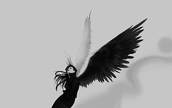 black white angel, abstract, fantasy, entertainment, cool, fairy land HD wallpaper