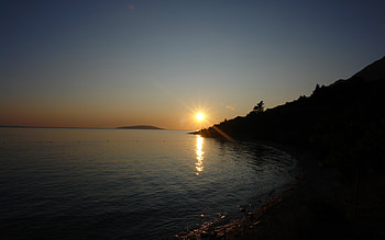 Landscape, Sunset, Sky, Sea, Sun, Beach HD wallpaper