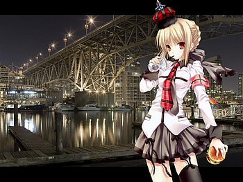 Fate Saber, crown, bridge, uniform, cute, lolita, tie HD wallpaper