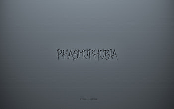 Phasmophobia logo, gray creative background, Phasmophobia emblem, gray paper texture, Phasmophobia, gray background, Phasmophobia 3d logo HD wallpaper