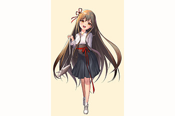 Cute, happy, anime girl, minimal HD wallpaper