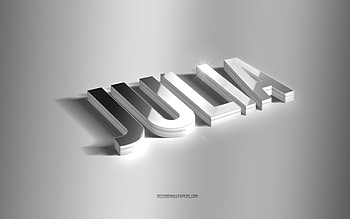 Julia, silver 3d art, gray background, with names, Julia name, Julia greeting card, 3d art, with Julia name HD wallpaper