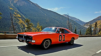 Mountains, General Lee Car HD wallpaper
