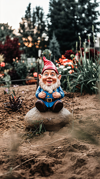 Whimsical Garden Gnome for Your , flower HD phone wallpaper