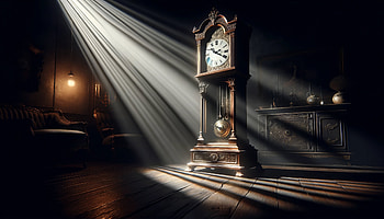 Majestic Grandfather Clock, grandfather clock, clock, lightning, interior, shadow HD wallpaper