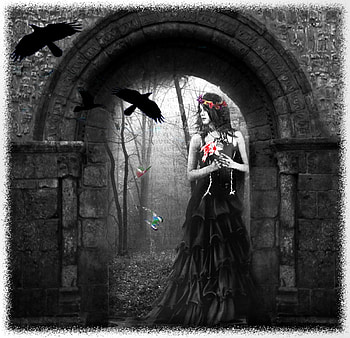 As The Colors Fade, gothic, black, gray, woman, dark, female HD wallpaper
