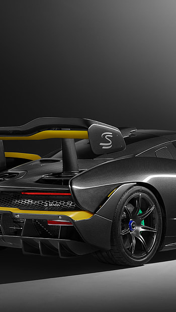 McLaren Senna, Carbon theme, Rear view, Premium HD phone wallpaper