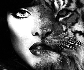 Female Tiger, lady, tiger, fantasy, female HD wallpaper