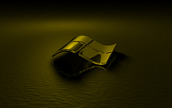gold 3d Windows logo, black background, 3d waves gold background, Windows logo, Windows emblem, 3d art, Windows HD wallpaper