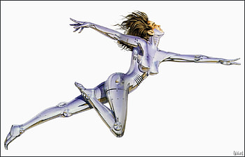 steel woman, dancing, black hair, woman, steel HD wallpaper