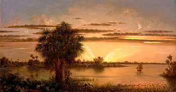Martin Johnson Heade - Florida Sunrise, landscape, boat, sunrise, artistic, painting HD wallpaper