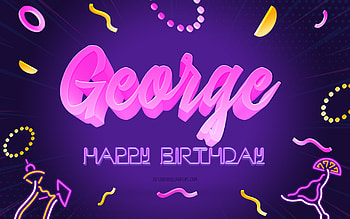 Happy Birtay George, , Purple Party Background, George, creative art, Happy George birtay, George name, George Birtay, Birtay Party Background HD wallpaper
