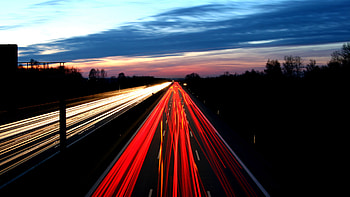 Light Lines, night, white, lights, red, road, lines HD wallpaper