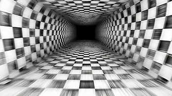 Hypnotic Checkered Tunnel - Black & White Abstract, Black & White, Abstract HD wallpaper