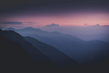 Trees, Mountains, Night, Dark, Fog, Slopes HD wallpaper
