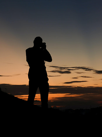 Sunset, Silhouette, Miscellanea, Miscellaneous, Human, Person, grapher HD phone wallpaper