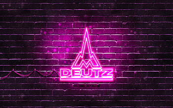 Deutz-Fahr purple logo, , purple brickwall, Deutz-Fahr logo, brands, Deutz-Fahr neon logo, Deutz-Fahr HD wallpaper