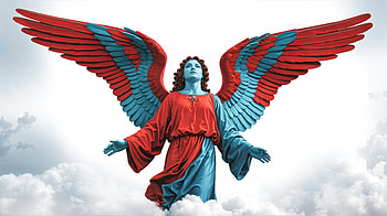 Vibrant Angel: A Stunning Ultra, angel, sculpture, sky, wings, colorful HD wallpaper