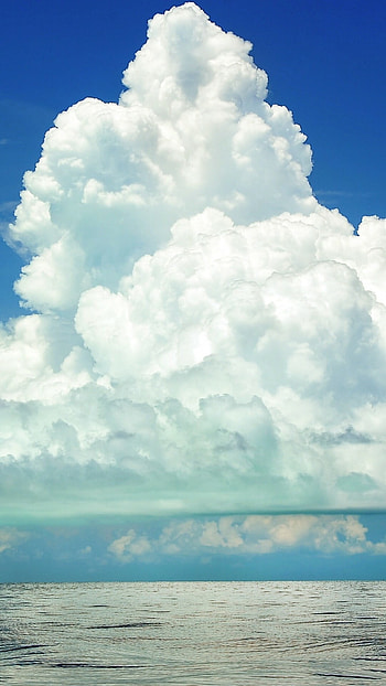 Cumulus clouds , Sky and sea, Harmonious nature, Breathtaking sight HD phone wallpaper