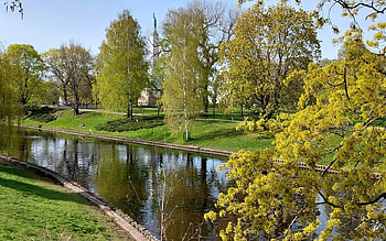 Park in Riga, Latvia, Latvia, Riga, canal, park, spring HD wallpaper