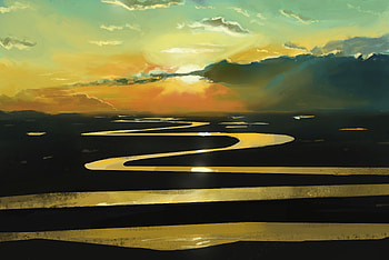 Rivers, Sunset, Art, Winding, Sinuous HD wallpaper