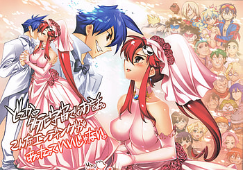Yoko's Wedding, blue, wedding, yoko, red HD wallpaper