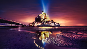 Mont Saint Michel, Travels, Night, Abbey HD wallpaper