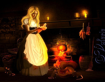 ~Cooking Time~, colorful, kitchen, colors, digital art, lady, candles, cooking, weird things people wear, beautiful, seasons, backgrounds, creative pre-made, summer, love four seasons, fantasy, pretty, manipulation, models, girls, lovely HD wallpaper