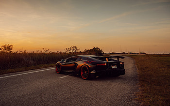 Lamborghini Aventador SuperVeloce, rear view, exterior, black supercar, black Aventador, italian sports cars, Lamborghini HD wallpaper