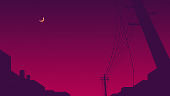Power Lines Moon Sky Minimalism , minimalism, minimalist, moon, sky, artist, artwork, digital-art, pink HD wallpaper