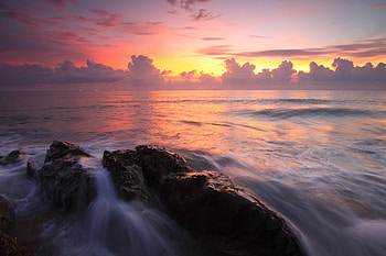 Seascape Sunset Water Rocks Ocean, seascape, sunset, water, rocks, ocean HD wallpaper
