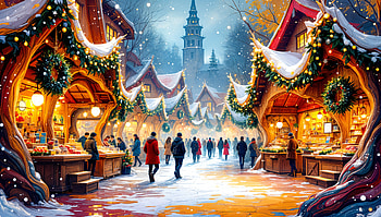Magical Christmas Market - Ultra, christmas market, winter, festive decorations, snow HD wallpaper