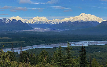 Chulitna River and the Alaska Range, landscape, sky, mountains, usa HD wallpaper