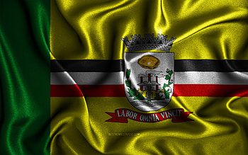 Birigui flag, , silk wavy flags, brazilian cities, Day of Birigui, Flag of Birigui, fabric flags, 3D art, Birigui, cities of Brazil, Birigui 3D flag HD wallpaper