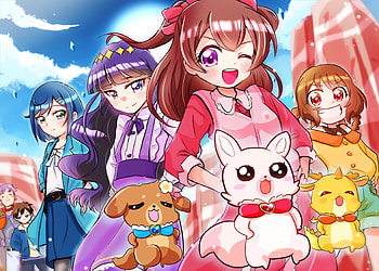 Nagomi Yui, Kasai Amane, Hanamichi Ran, Fuwa Kokone, Anime, Delicious Party Precure HD wallpaper