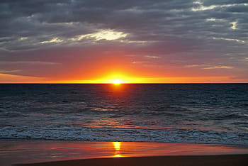 Nature, Sunset, Sea, Horizon, Shore, Bank HD wallpaper