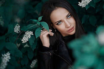 Angelina Petrova: Stunning Portrait of a Woman Amid Lush Greenery, woman, Angelina Petrova HD wallpaper