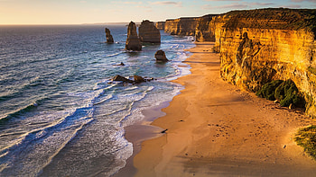 Sunset view, Coast of Twelve Apostles, Great Ocean Road, Port Campbell HD wallpaper