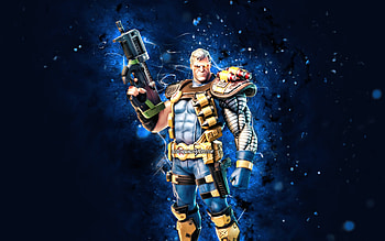 Cable, , blue neon lights, Fortnite Battle Royale, Fortnite characters, Cable Skin, Fortnite, Cable Fortnite HD wallpaper