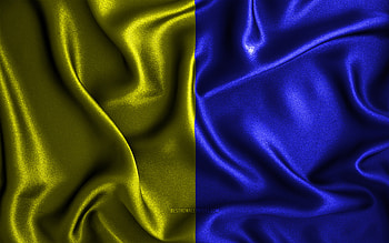 Modena flag, , silk wavy flags, italian cities, Flag of Modena, fabric flags, Day of Modena, 3D art, Modena, Europe, cities of Italy, Modena 3D flag, Italy HD wallpaper