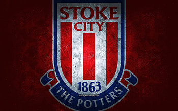 Stoke City FC, English football team, red background, Stoke City FC logo, grunge art, EFL Championship, Stoke City, football, England, Stoke City FC emblem HD wallpaper