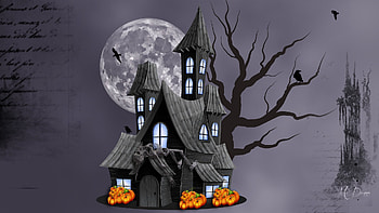 Wndows Pumpkin, Halloween, castle, night, full moon, scary, house, dead tree, Firefox theme, pumpkins, moon, haunted, jack o lanterns HD wallpaper