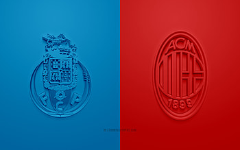 FC Porto vs AC Milan, 2021, UEFA Champions League, Group B, 3D logos, blue red background, Champions League, football match, 2021 Champions League, FC Porto, AC Milan HD wallpaper