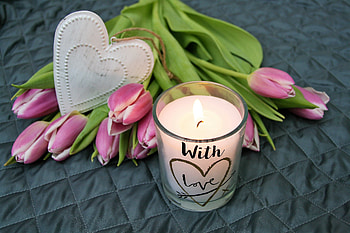 Candle, flowers, tulip, decorative HD wallpaper