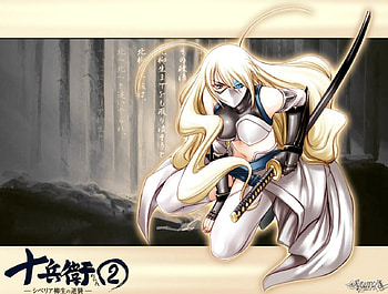 Yagyu, anime, eyepatch, yagyu sia, samurai sword, katana, warrior, golden hair HD wallpaper
